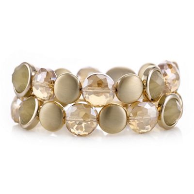 Gold crystal beaded multi row bracelet